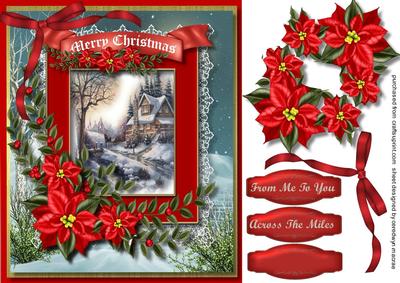 Beautiful Christmas Scene and Poinsettias 