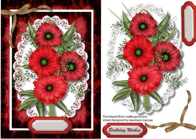 Beautiful Red Flowers on a Lace Mat 