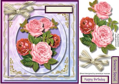 Pink and Red Roses in a Pearl Frame 
