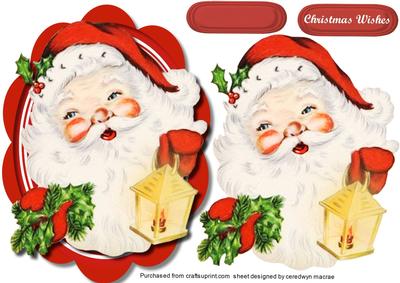 Santa in a Scalloped Frame 