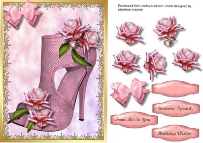 Lovely Verdant Shoe and Pink Roses 