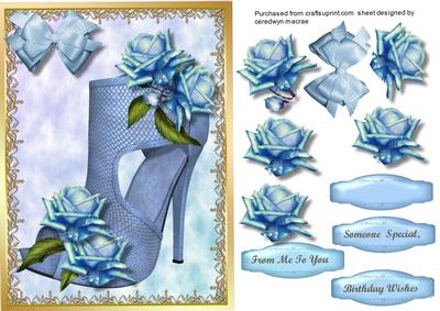 Lovely Verdant Shoe and Blue Roses 