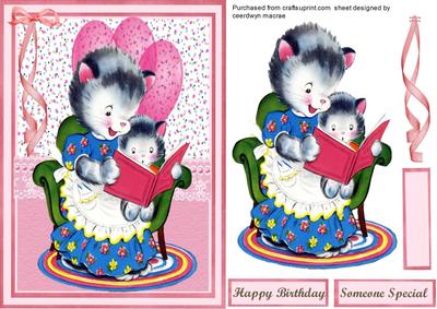 Cute Mummy Kitty Telling a Story