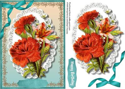 Beautiful Carnation and Lilly on Lace 