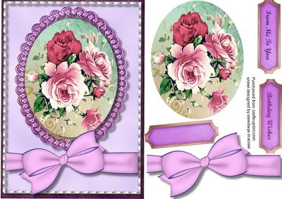 Beautiful Roses in a Stitched Frame 