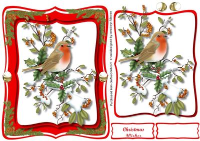 Christmas Robin on a Branch 