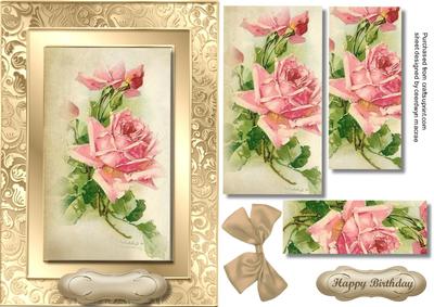 Lovely Pink Roses in a Gol Frame , Pyramid