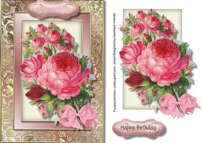 Lovely Pink Roses in a Gilded Frame 