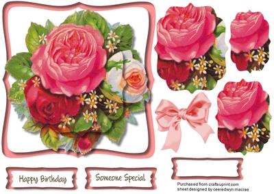 Topper or Easel with Beautiful Roses .