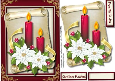 Lovely Christmas Candle on a Scroll 