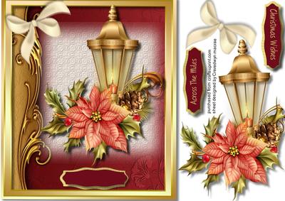 Lovely Christmas Lamp and Poinsettias 