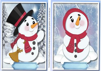 Two Lovely Christma Snowmen Toppers 