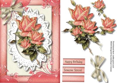 Lovely Pink Roses in a Ornate Frame 