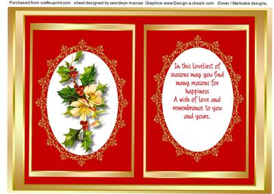 A5 Incert Holly and Christmas Rose .red