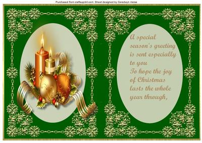 A5 Incert Christmas Cifts with Verse in Green 