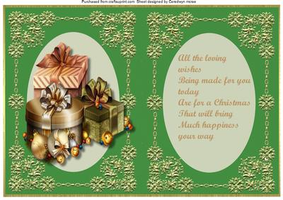 A5 Incert Christmas Gifts with Verse in Green