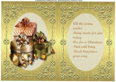 A5 Incert with Verse in Gold Christmas Gifts 