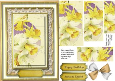 Lovely Dafodills on Taupe and Gold 