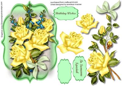 Beautiful Green Bracket and Yellow Roses 