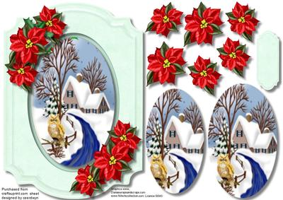 Lovely Christmas Scene and Poinsetias