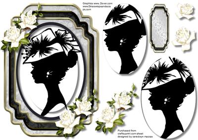 Beautiful Pyramid Silhouette Lady with White Roses.