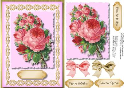 Beautiful Pink Roses in a Filigree Frame 