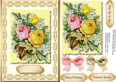 Beautiful Yellow Roses in a Gold Filigree Frame 