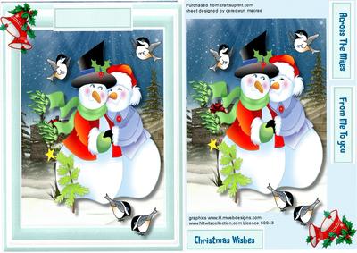 Lovely Snowman Couple Having a Cuddle
