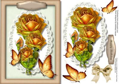 Beautiful Gold Roses and Butterflys