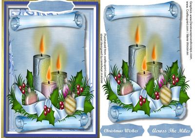 Lovely Candles on a Blue Scroll
