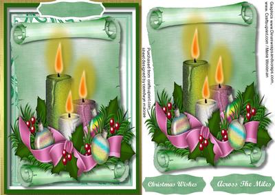 Lovely Candles on a Green Scroll