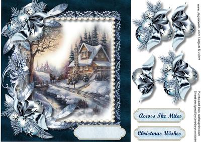 Lovely Christmas Scene and Silver Holly 