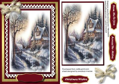 Beautiful Christmas Scene on Lace .