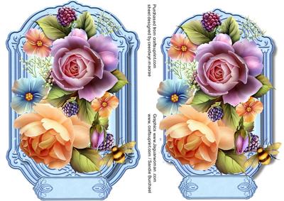 Lovely English Roses in a Ornate Frame 