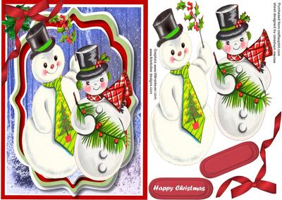 Two Lovely Snowmen in There Top Hats 