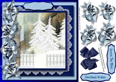 White Christmas Trees on Lace and Baubles