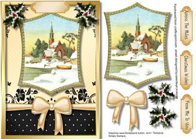 Winters Scene in a Gold Frame 