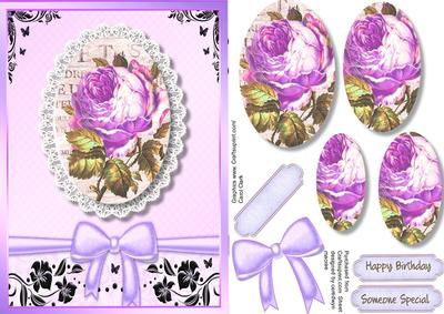 Beautiful Pyramid Lilac Roses on Lace .
