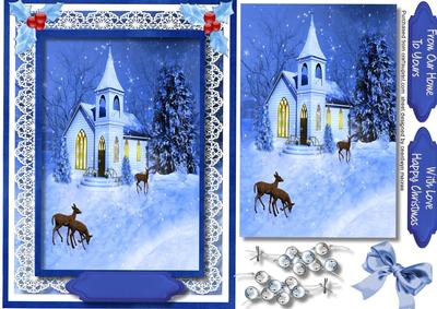Beautiful Church in the Midnight Snow 