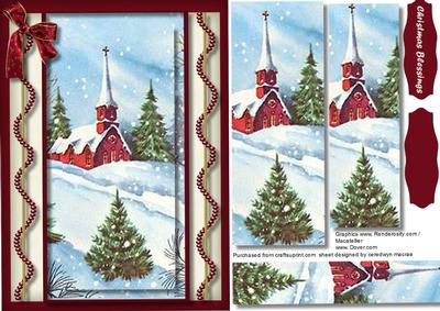 Lovely Christmas Church in the Snow Woth Twisted Pearls