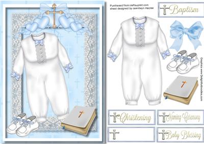 Lovely Baby Boy Christening or Baptism Card