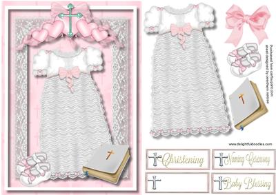 Lovely Baby Girl Christening or Baptism Card 