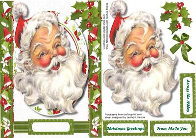 Lovely Christmas Santa with Holly and Bells 