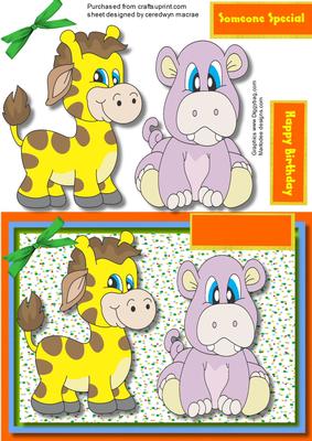 Cute Zoo Baby's, Hippo and Girraffe 