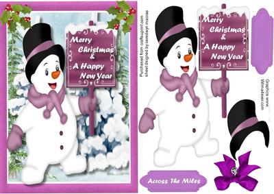 Lovely Snowman with His Christmas Banner
