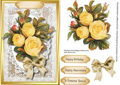 Lovely Yellow Roses on Fine Lace 