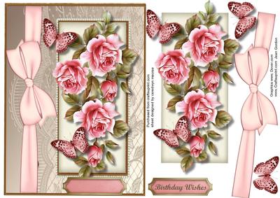 Stunning Pink Roses and Butterflies