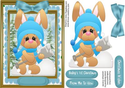 Lovely Snow Bunny Moving the Snow