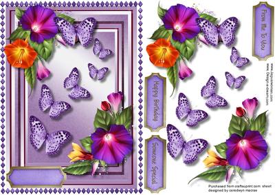 Beautiful Morning Glory with Butterflies 