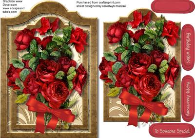 Lovely Shaped Card with Red Roses .